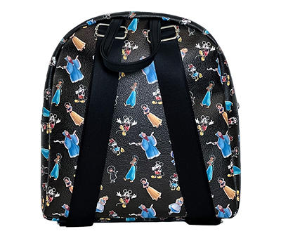 Disney 100 Black & Blue Characters Faux Leather Backpack