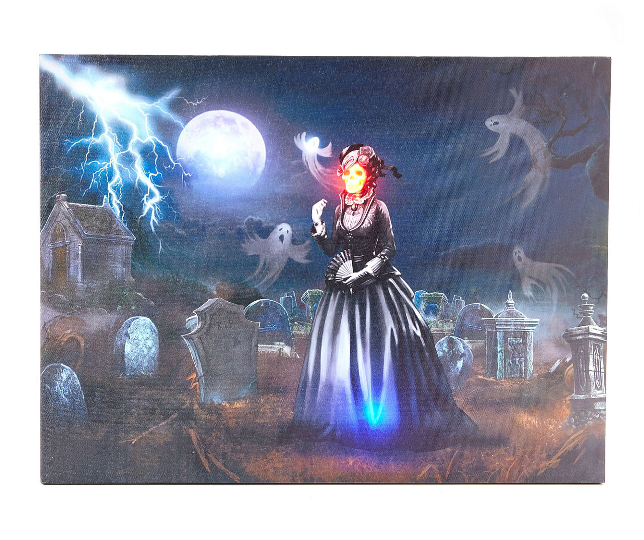 Dark Enchantment Widow Skeleton in Graveyard LED & Sound Canvas