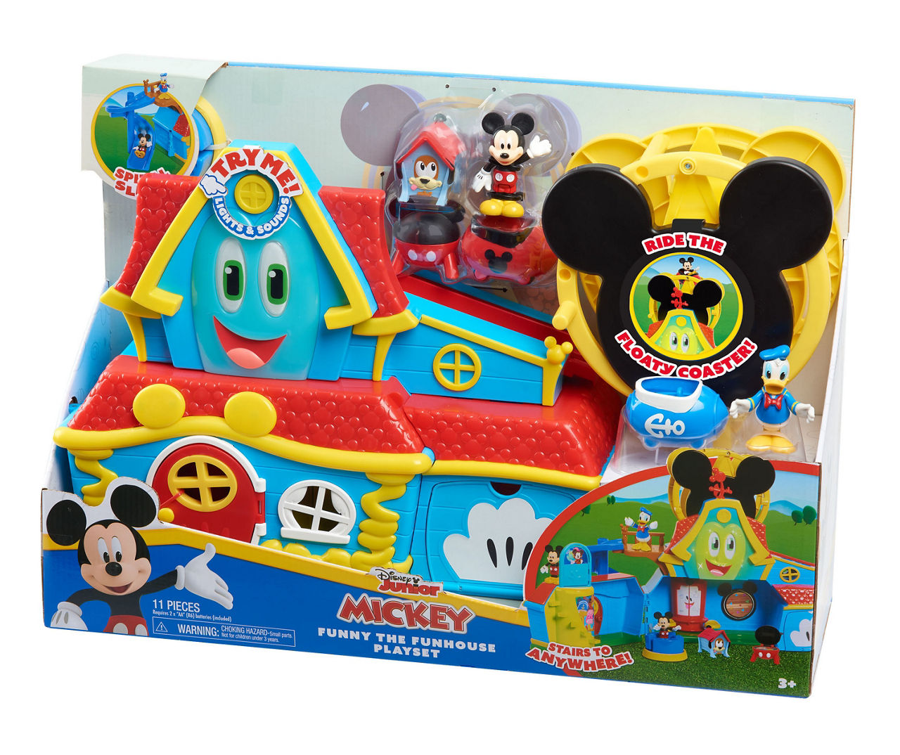 Disney Junior Mickey Mouse Funny the Funhouse 13 Piece Lights and Sounds  Playset, Includes 3 Figures…See more Disney Junior Mickey Mouse Funny the