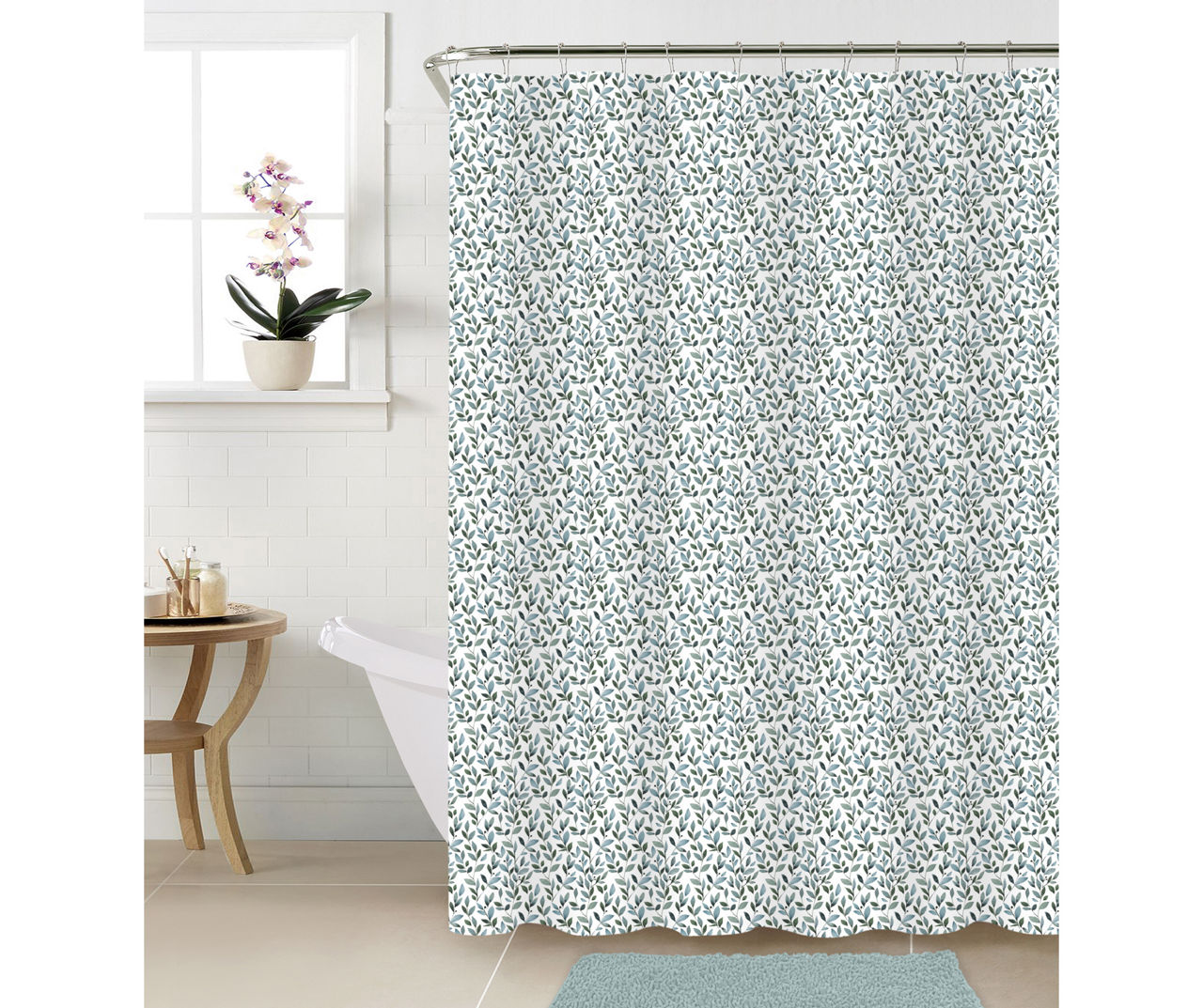 Aqua & Green Botanical 14Piece Shower Curtain & Rug Set Big Lots
