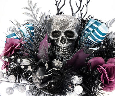 Dark Enchantment Skull & Floral Arrangement in Urn