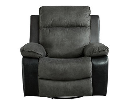 Woodsway Gray Faux Leather Swivel Glider Recliner