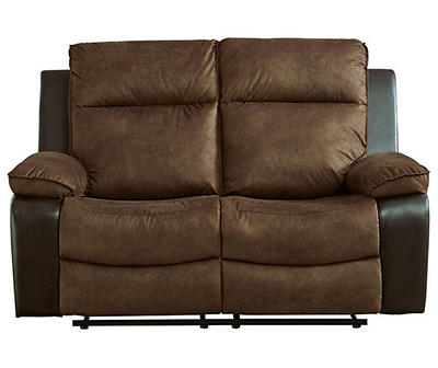 Signature Design By Ashley Woodsway Faux Leather Reclining Loveseat