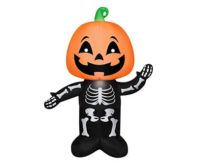 Airblown 3.5' Inflatable LED Pumpkin Skeleton