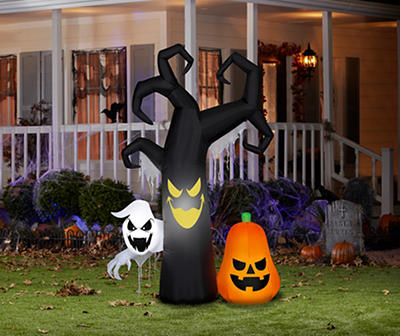 Airblown 5.5' Inflatable LED Scary Tree, Pumpkin & Ghost Scene