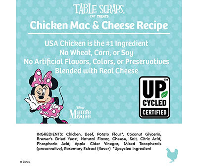 Table Scraps Minnie Mouse Chicken Mac & Cheese Upcycled Meaty Cat Treats, 3 oz.