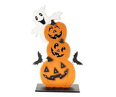 Let's Party Pumpkin Jack O'Lantern & Ghost Stack LED Tabletop Decor