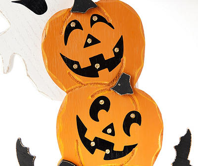 Let's Party Pumpkin Jack O'Lantern & Ghost Stack LED Tabletop Decor