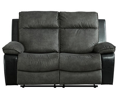Woodsway Gray Faux Leather Reclining Loveseat
