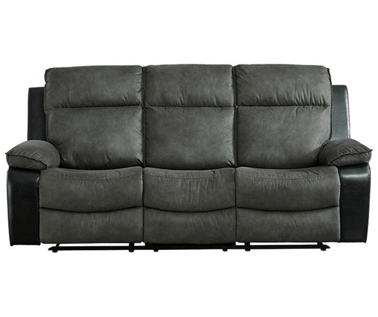 Gray faux leather reclining sofa sale