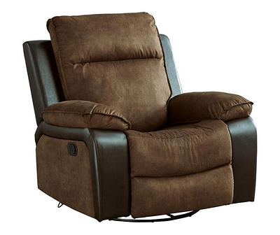 Signature Design By Ashley Woodsway Faux Leather Swivel Glider Recliner