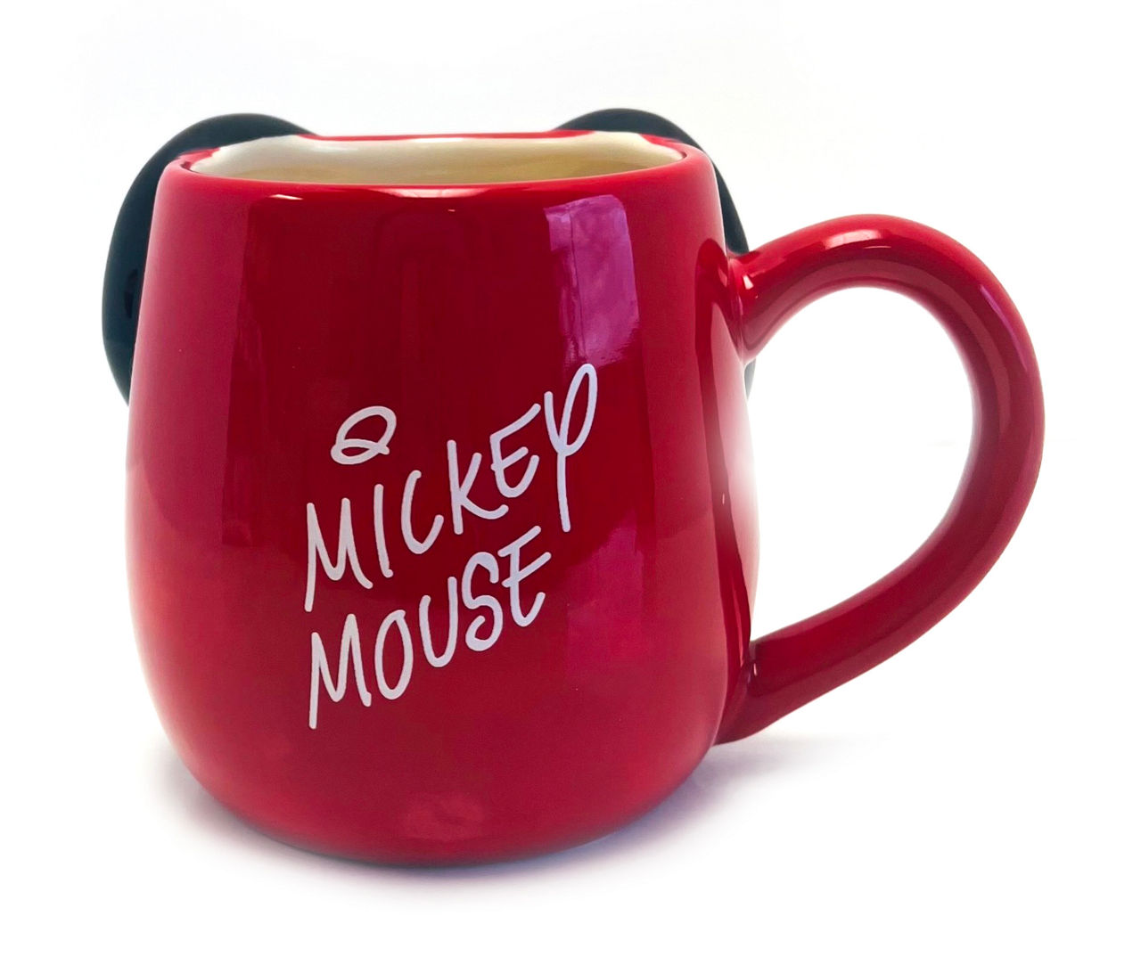Disney Mickey Mouse 20oz Coffee Mug Gray Red Concentric Design Happy Ceramic
