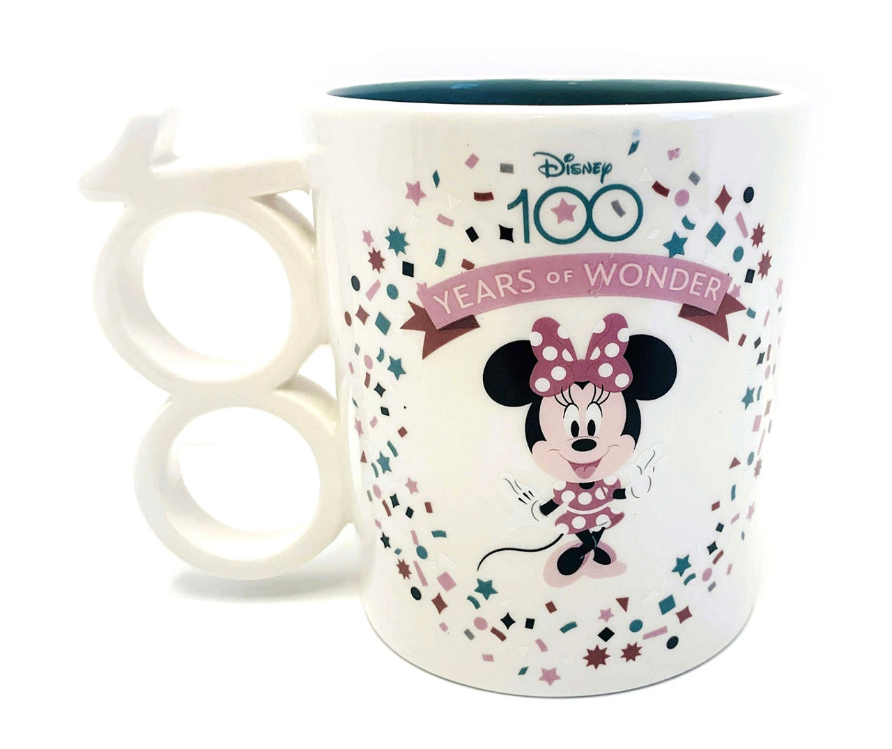 Disney Disney 100 White & Pink Minnie & Mickey Shaped Handle Mug, 19 oz.