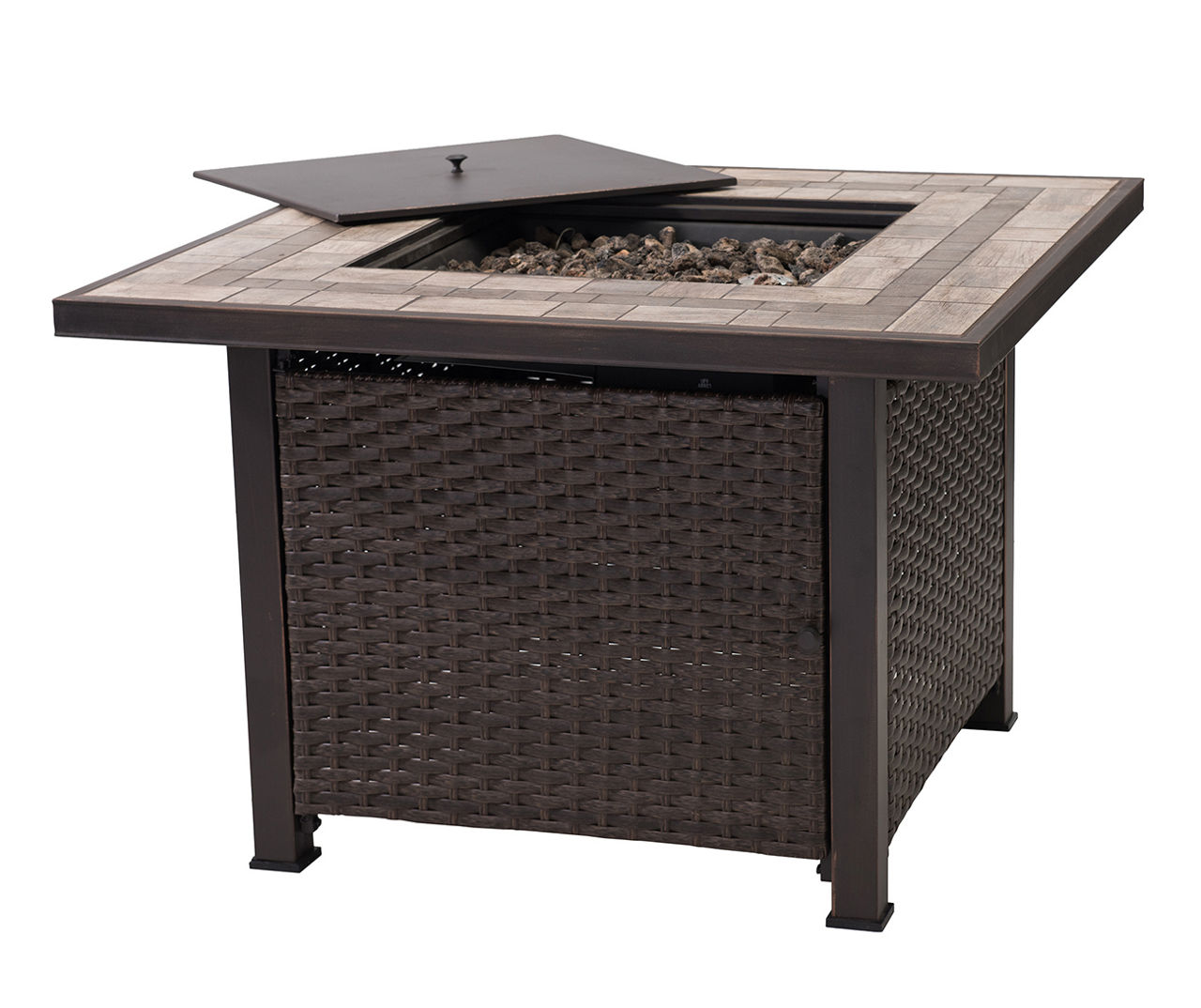 38" Ceramic Top & Wicker Gas Fire Pit Big Lots