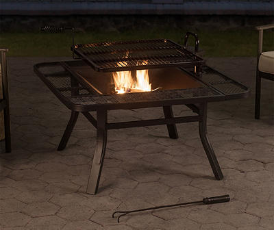 38" Darius Steel Wood Burning Fire Pit with Swing Grill
