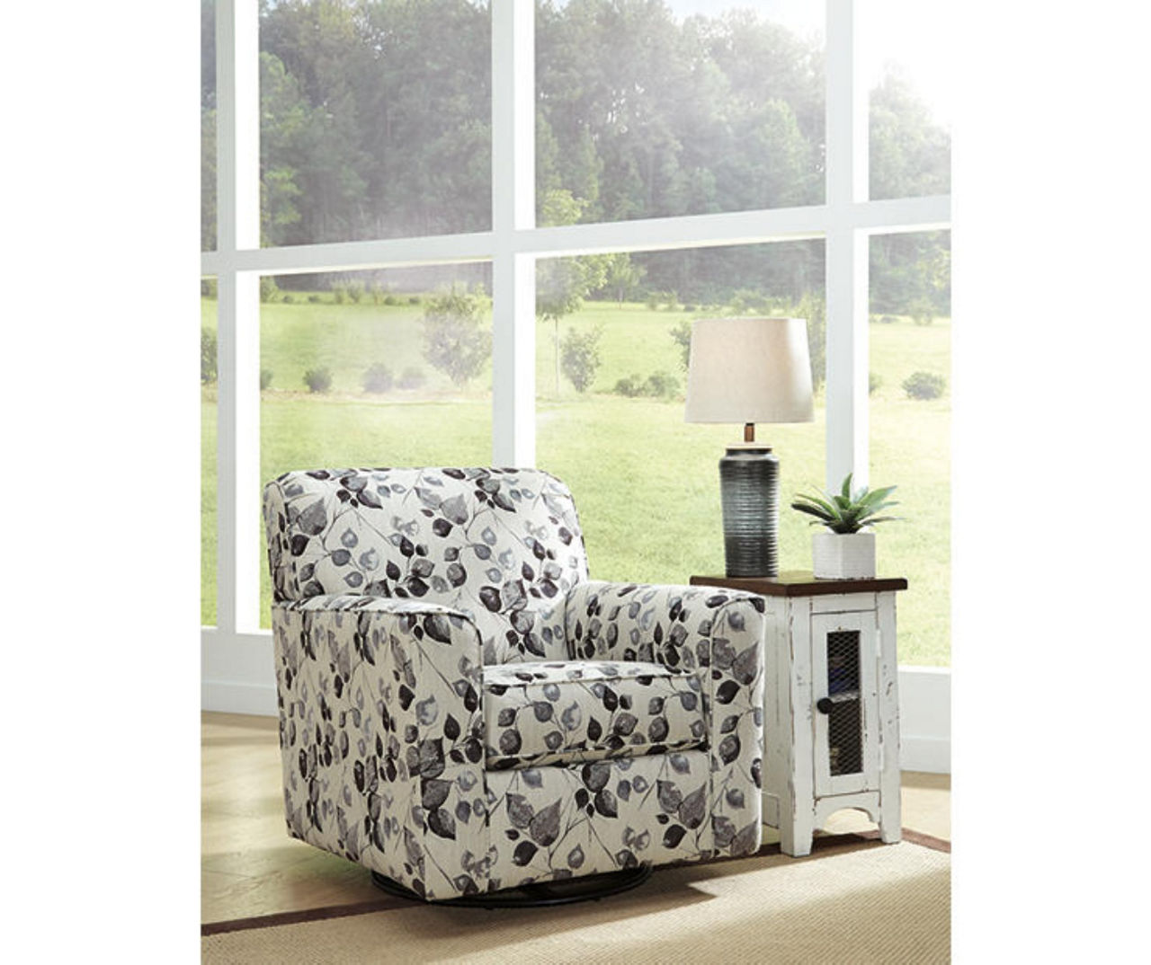 Abney Floral Swivel Accent Chair