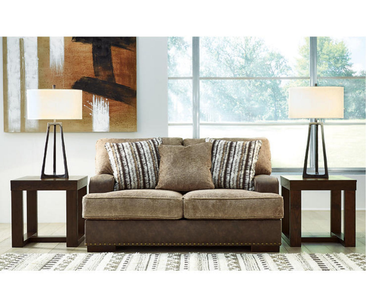 Signature Design By Ashley Alesbury Brown Faux Leather Loveseat | Big Lots