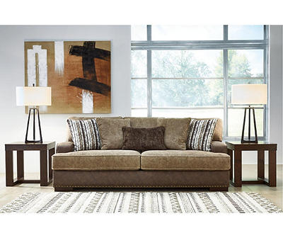 Alesbury Brown Faux Leather Sofa