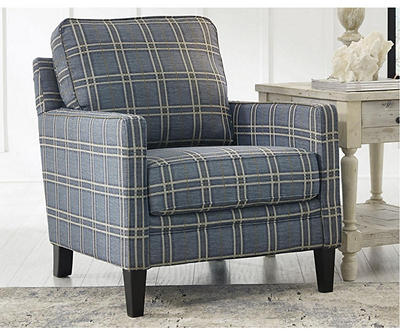 Traemore Blue Check Accent Chair