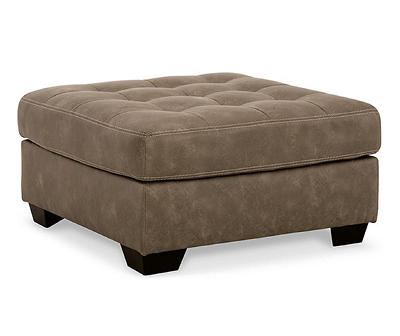 Keskin Brown Faux Leather Oversize Accent Ottoman