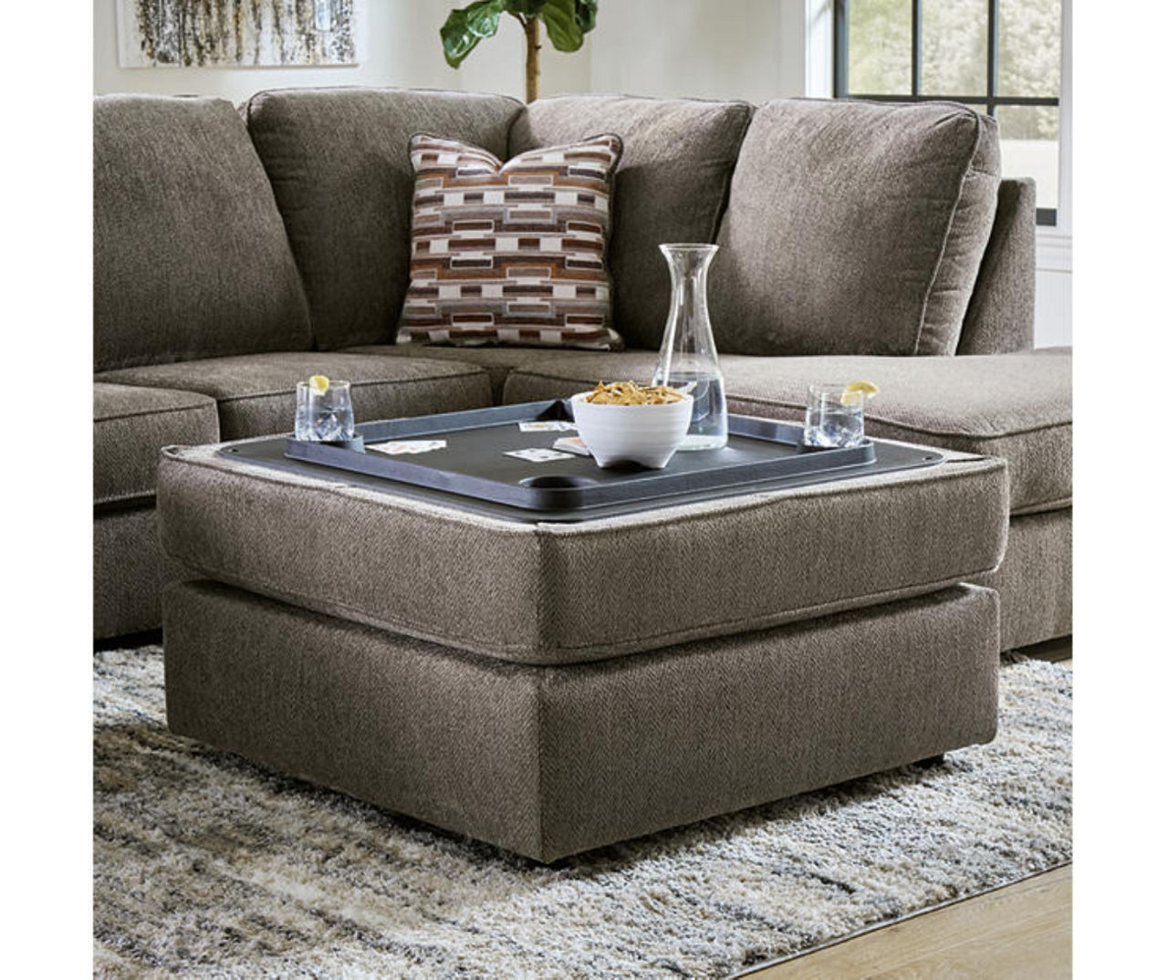 Ashley furniture online grey ottoman