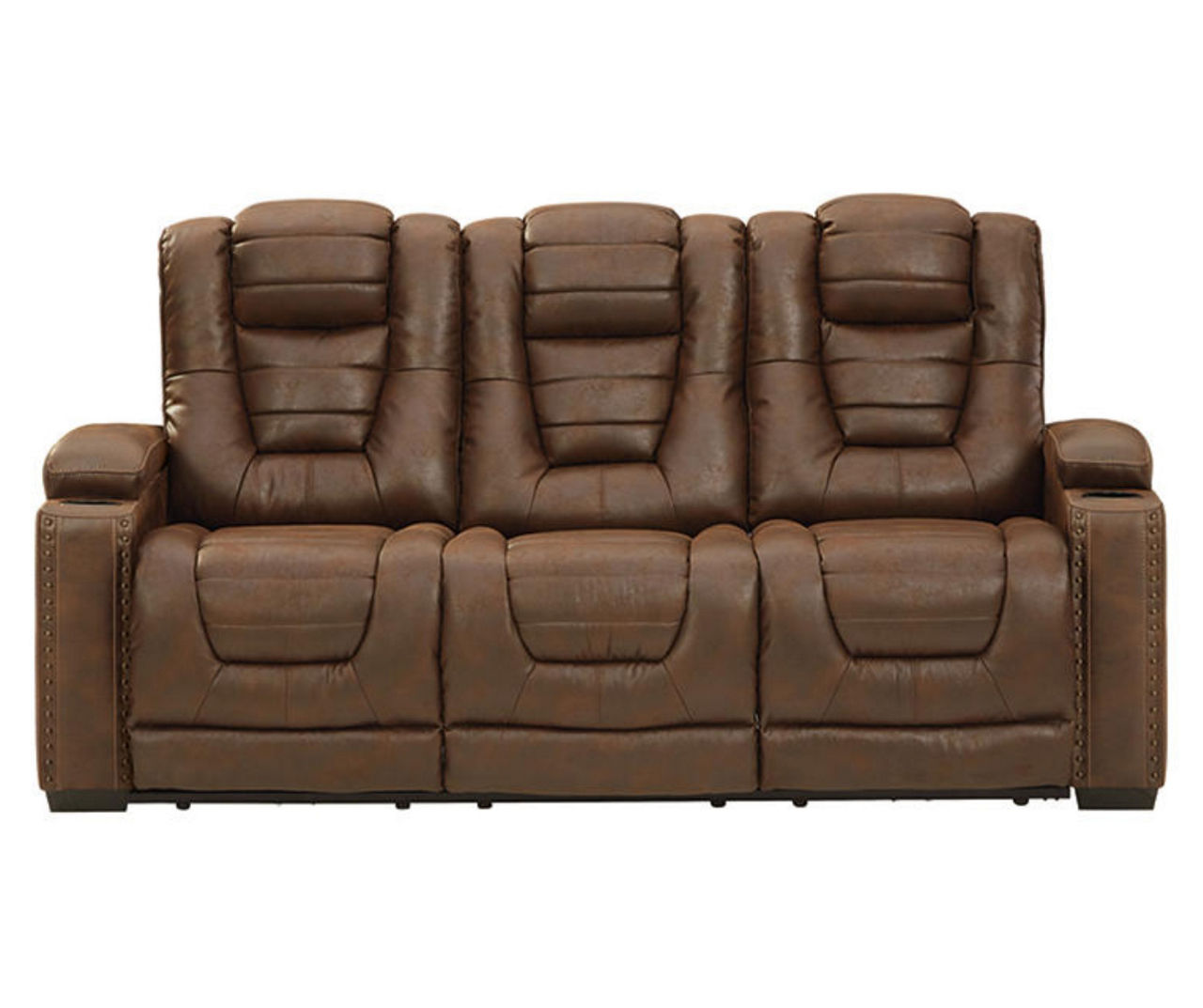 Signature Design By Ashley Owner s Box Brown Faux Leather Power Reclining Sofa Big Lots