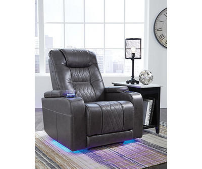 Composer Black Faux Leather Power Recliner