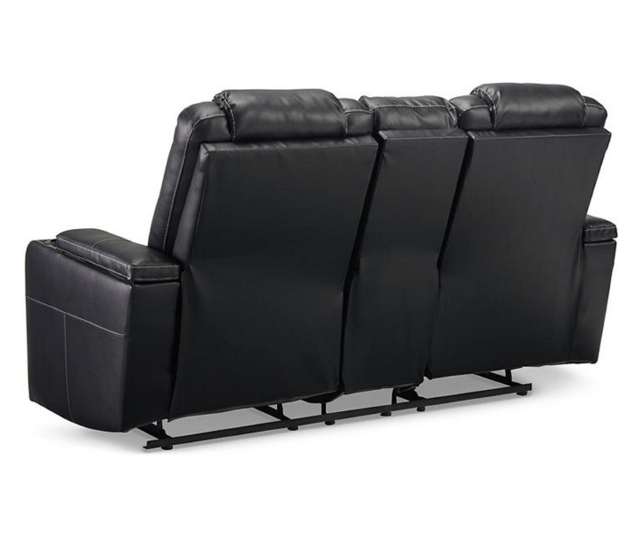 Signature Design By Ashley Center Point Black Faux Leather Reclining Console Loveseat Big Lots