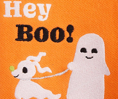 "Hey Boo!" Orange Ghosts Kitchen Towel