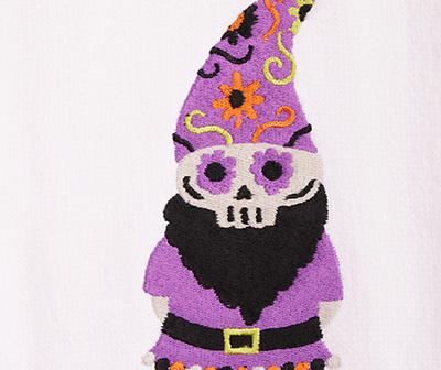 White Day of the Dead Skull Gnome Kitchen Towel