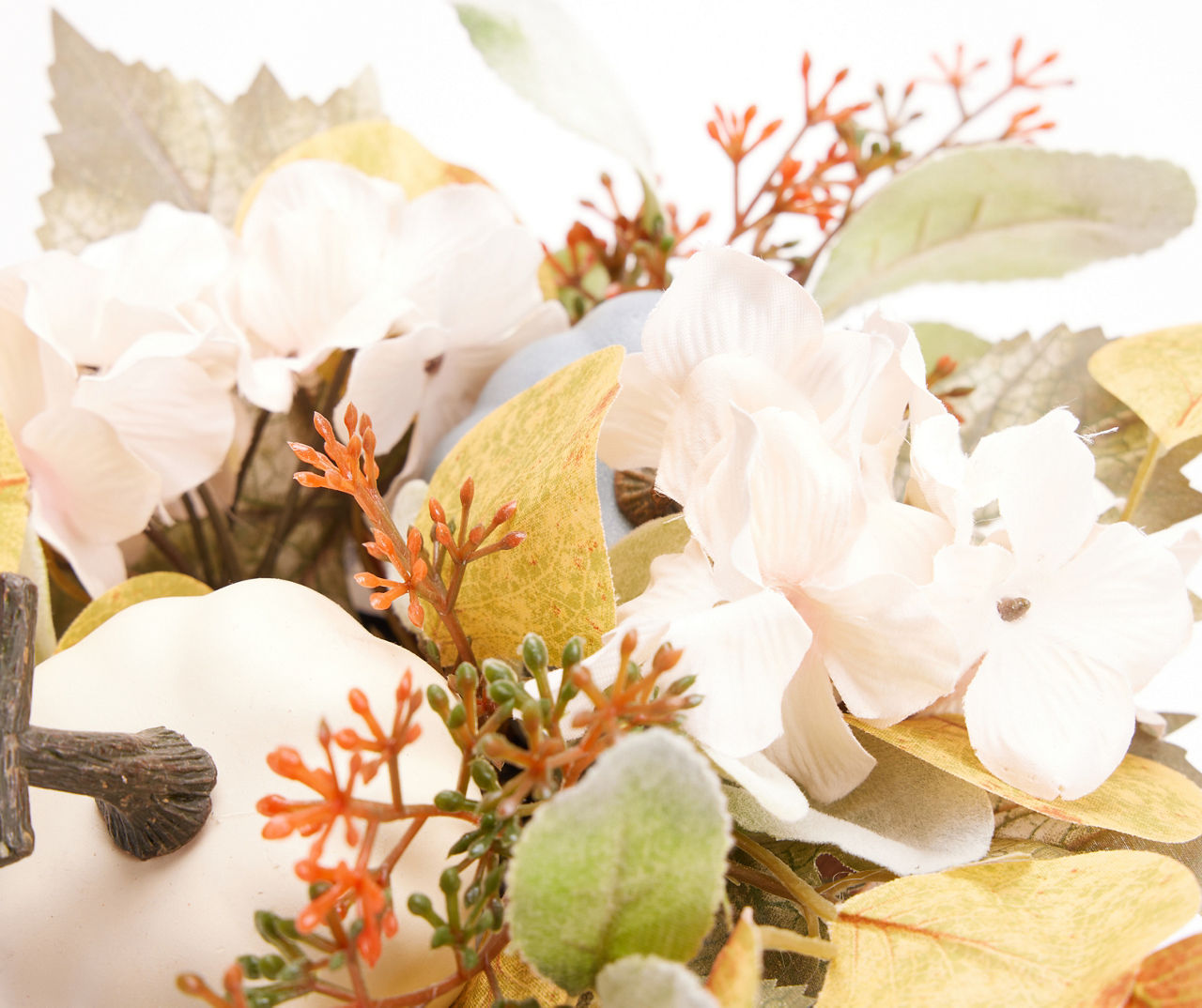 Harvest Meadows Hydrangea & Leaf Floral Arrangement in Metal & Wood Tricycle