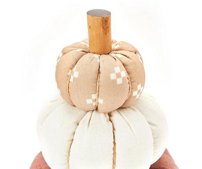 Harvest Meadow 11" Brown & White Fabric Pumpkin Stack