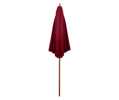 8.5' Burgundy Market Wood Patio Umbrella