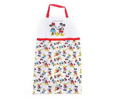 White & Red Mickey & Minnie Mouse Apron