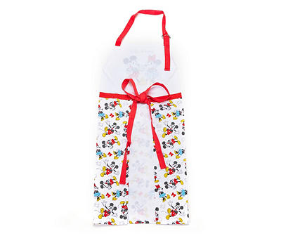 White & Red Mickey & Minnie Mouse Apron