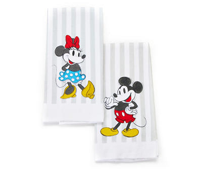 Gray Stripe Mickey & Minnie 2-Piece Kitchen Towel Set