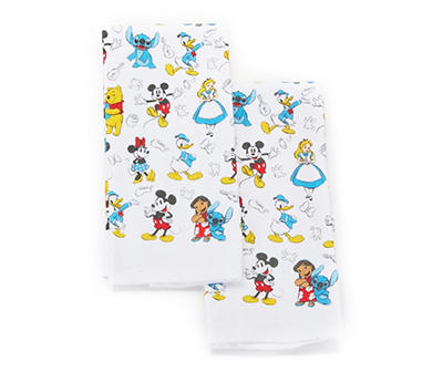 White & Multi-Color Character Print Kitchen Towels, 2-Pack
