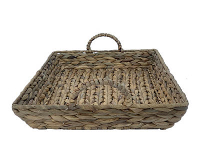 Brown Water Hyacinth Woven Decorative Tray, (16