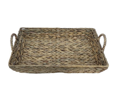 Brown Water Hyacinth Woven Decorative Tray, (16")