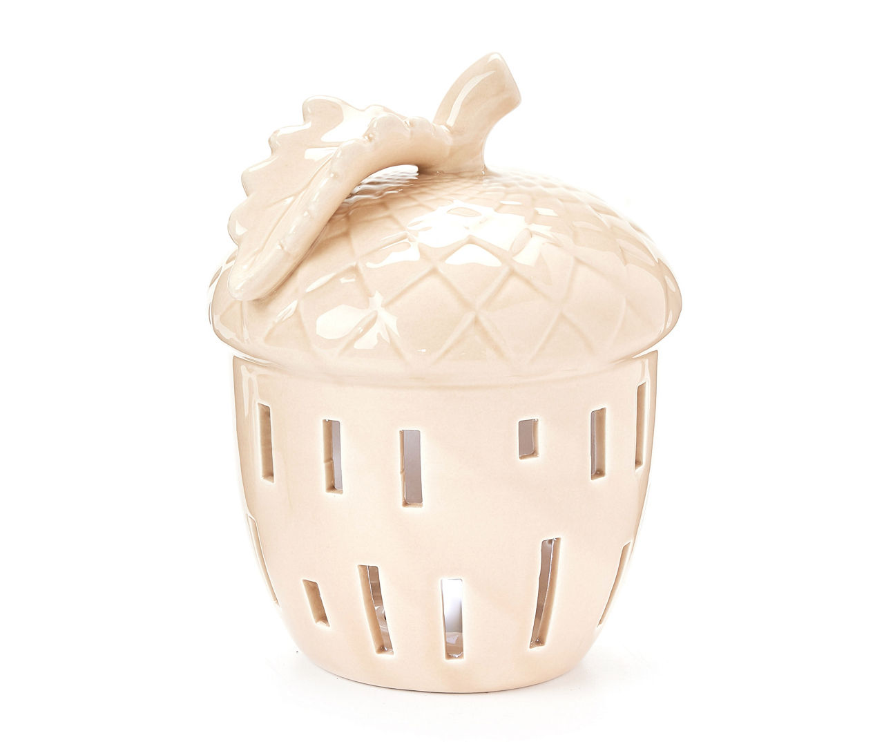 Harvest Meadow White Acorn LED Ceramic Tabletop Decor