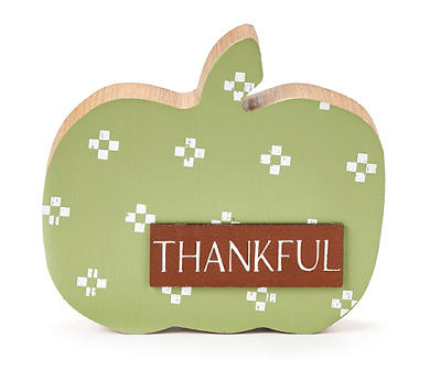 Harvest Meadow "Thankful" Plus Print Pumpkin Tabletop Plaque