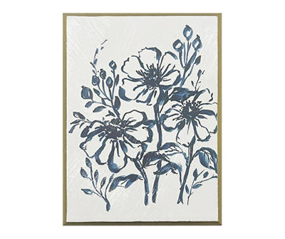 White & Navy Floral II Box Top Décor