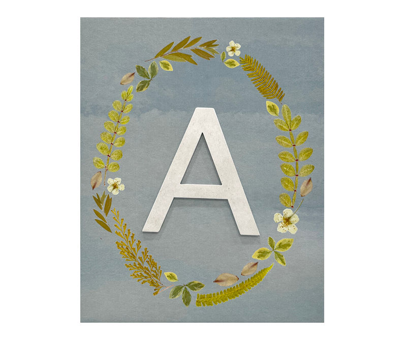 Blue & Green Pressed Leaves Monogram Canvas Art Big Lots