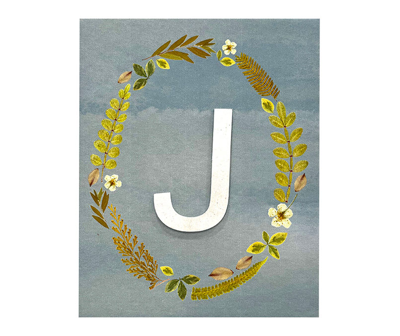 Blue & Green Pressed Leaves Monogram Canvas Art Big Lots