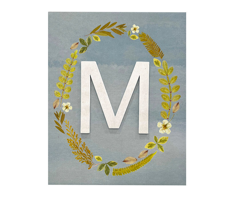 Blue & Green Pressed Leaves Monogram Canvas Art Big Lots