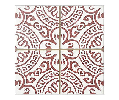 White & Terra-Cotta Tile Box Top Decorative Plaque