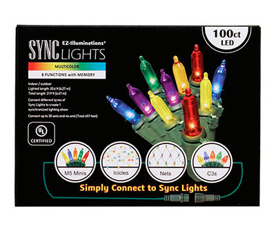 EZ-Illuminations Sync Multi-Color 8-Function LED Mini Light Set, 100-Lights