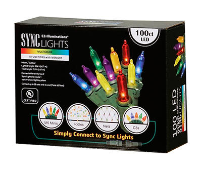 EZ-Illuminations Sync Multi-Color 8-Function LED Mini Light Set, 100-Lights