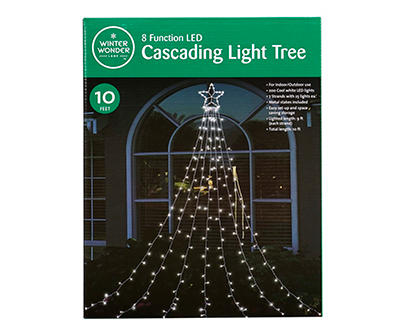 10' Cool White 8-Function Cascading LED Light Tree