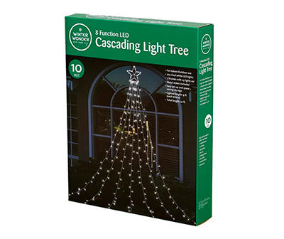 10' Cool White 8-Function Cascading LED Light Tree